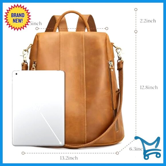 Leather Backpack Purse Antitheft Medium Rucksack Shoulder Bag main image 7